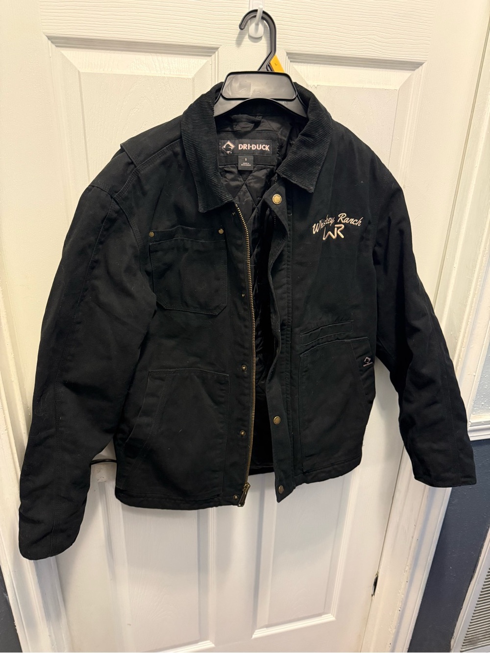 Black Military Field Jacket with Whiskey Ranch Embroidery